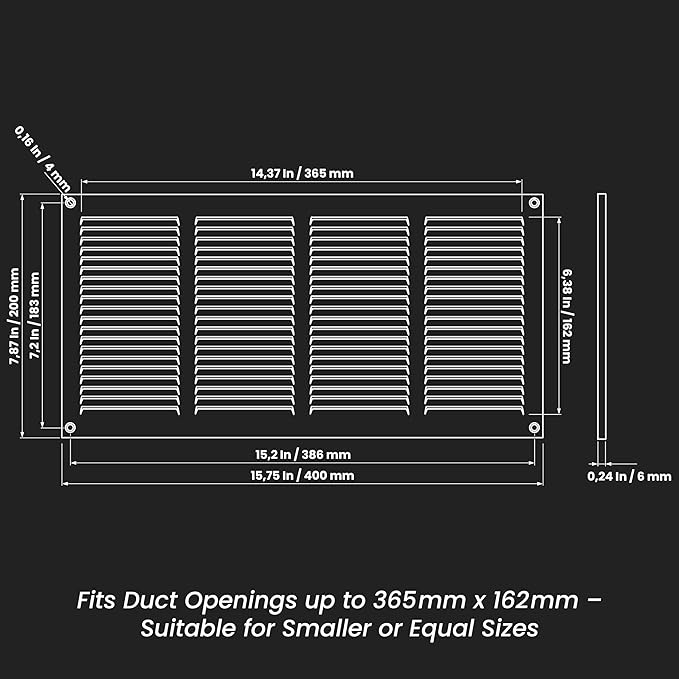 Repa Market Air Vent Cover 16x4 Inch (Outer Dimensions) Brown Galvanized Steel Louvered Grill Cover with Mesh Screen/Wall or Ceiling Vent/HVAC Register for Indoor and Outdoor Ventilation
