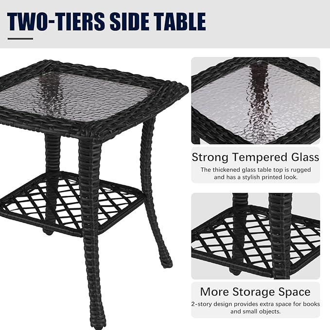 LayinSun 6 Pieces Outdoor Patio Furniture Set, Rattan Wicker Sectional Swivel Rocker Chairs Sets