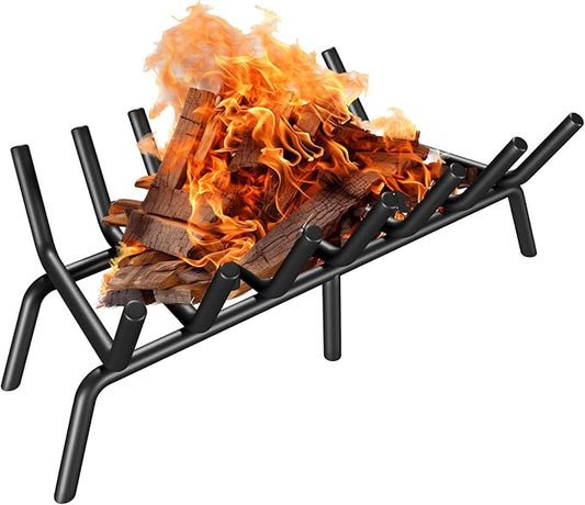 Fireplace Grate 24 Inch, Firewood Log Holder Rack, Heavy Duty Fire Wood Stove Grates for Indoor Outdoor Camping Chimney Hearth Burning Fireplace Accessories Tools