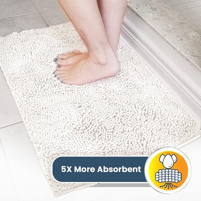 Muddy Mat® | Super Absorbent Door Mat Indoor, Microfiber Quick Dry Chenille Entryway Rug, Non-Slip Front Door Mat, Indoor Mats for Entryway, Machine Washable Pet Rug, White 36" x 120"