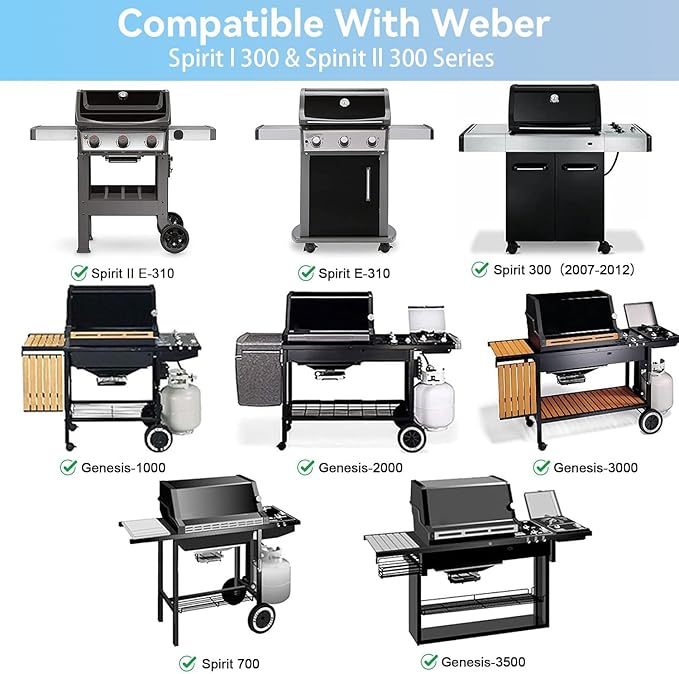 Full-Size Griddle Inserts for Weber Spirit 300 Spirit II 300 Series, Flat Top Griddle Plate for Spirit E-310, E-320, S-310, S-320 Spirit II E/S-310 E/S-320 Series, Replacement for Weber 6787
