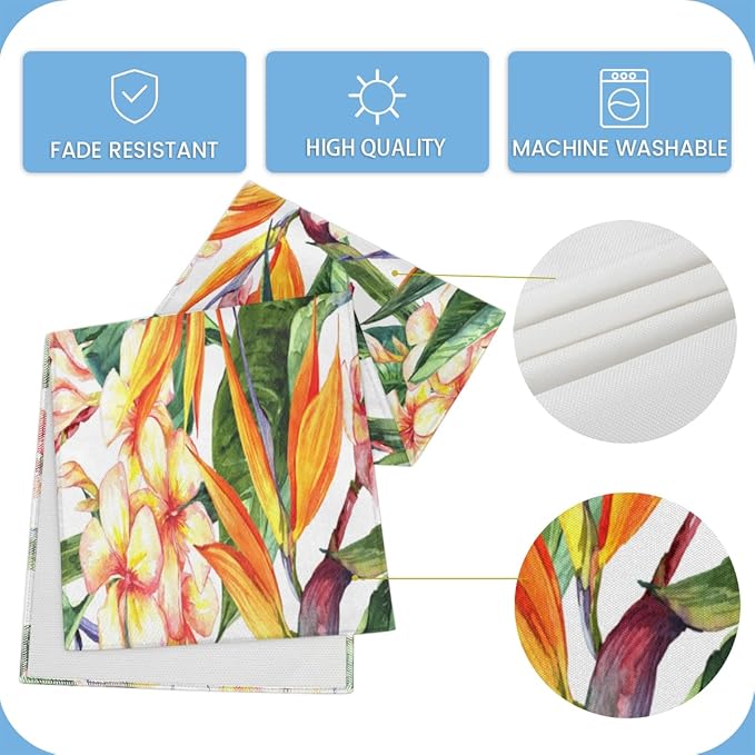 Tropical Exotic Flowers Bird Paradise Table Runner Kitchen Dining Table Runner 13*72in Table Center Decor for Indoor Outdoor Home Holiday Party