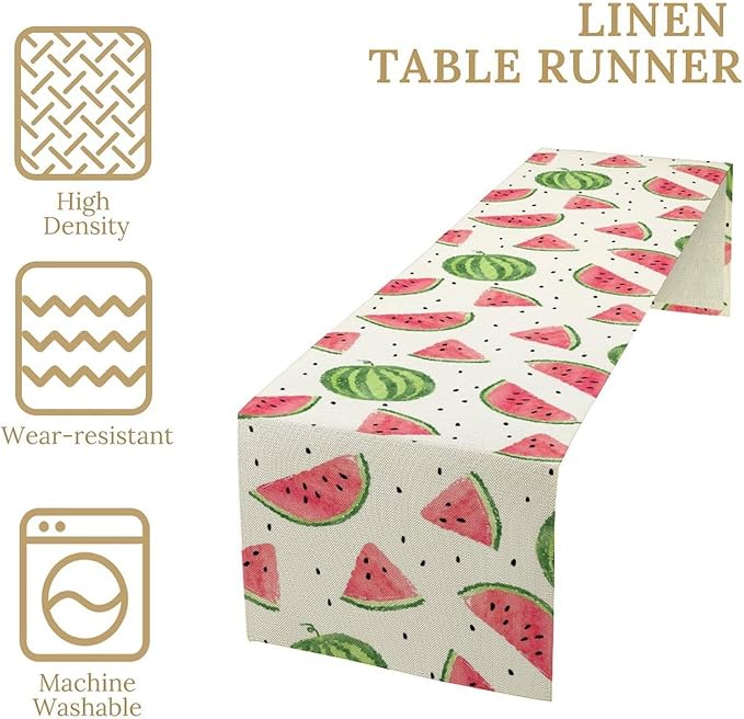 Watermelon Table Runner, Spring Summer Watermelon Theme Table Runner for Party Decoration Dining Room Holiday Home Kitchen 13x90in