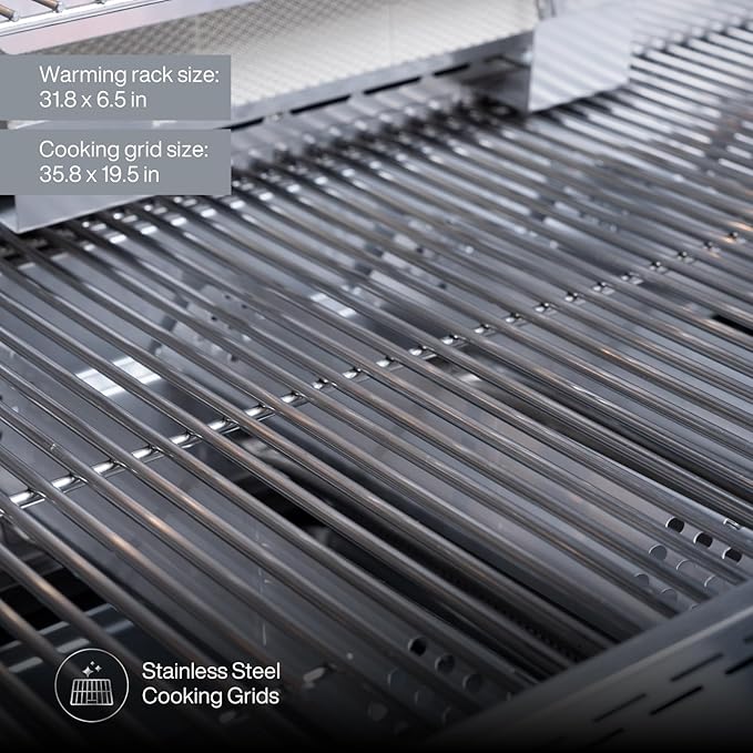 Spire Premium 6 Burner Built In Gas Grill Island Head, Stainless Steel 36 Inch Propane Grill with Rear Burner, 73,000 BTUs, 904 SQ In Racks with Dual Fuel Compatibility - 740-0781P