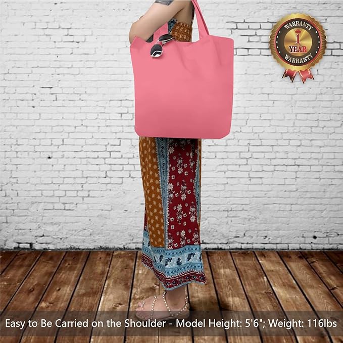 TOPDesign 1-Pack Super Strong Large 12oz Cotton Canvas Tote Bag, Reusable Grocery Shopping Cloth Bag, Fashionable Two-Tone Tote for Crafts, DIY Your Creative Designs
