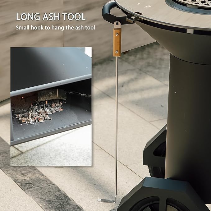 3-in-1 Rocket Stove with Griddle, Grate & Pot Rack, Large Wood BBQ Grill with Wheels, Ash Tool & Cover, Outdoor Stove for Patio Barbecue Cooking Backyard Camping RV Tailgating, GS346