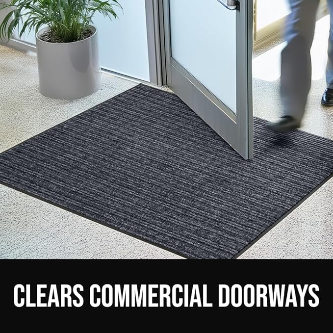 GORILLA GRIP Waterproof Traffic Guard Door Mat, 35x23, Heavy Duty Entryway Mats, Strong Rubber Back Commercial Utility Rugs for Office Hallway, Garage Floor and Home, Low Profile Carpet, Charcoal Gray