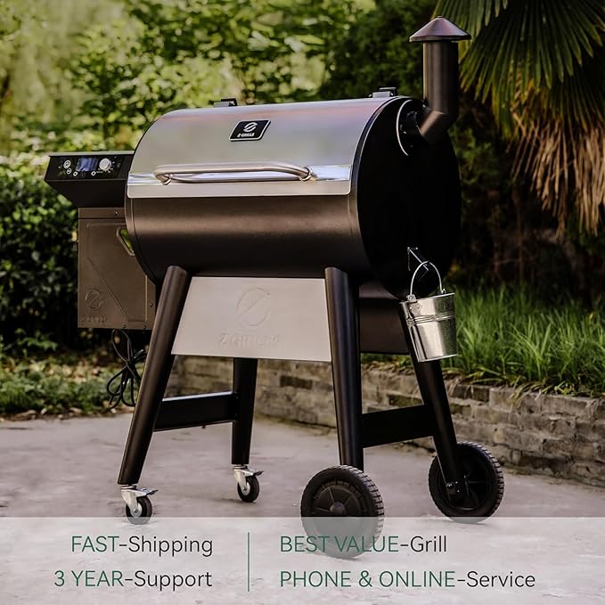 Z GRILLS Wood Pellet Grill & Smoker, 8-in-1 Outdoor BBQ Grill with PID 3.0 Controller, 697 sq in Cooking Area, 2 Meat Probes, LCD Screen, Rain Cover Included