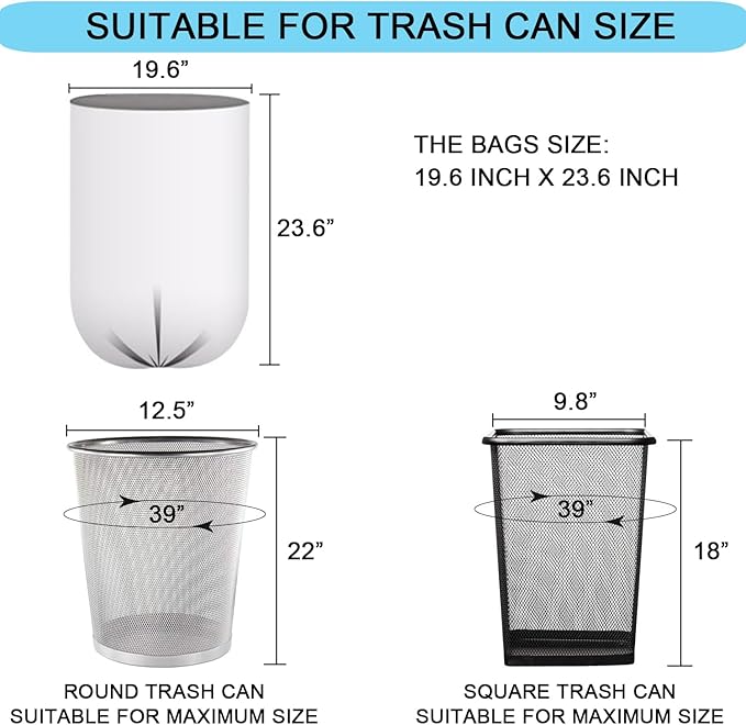 SOSOHOME 6 Gallon Trash Bags, Small Garbage Bags, Fits 5-6 Gallon Bins, Clear Wastebasket Trash Liners, 75 Counts