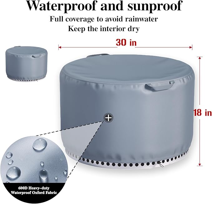 Chinchilla Fire Pit Cover Round for Solo Stove Yukon 28"-29", Waterproof Smokeless Fire Pit Cover, 600D Strong Tear Resistant, Fits for Gas/Table/Bowl Fire pits