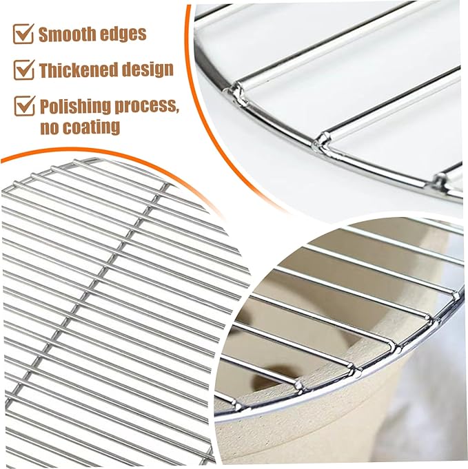 Grill Grates Replacement 15 Inch Round Heat-Resistant Stainless Steel Grill Grate, Portable Easy to Clean Baking Tray for Camping, Picnic, Garden Stainless Steel Grate
