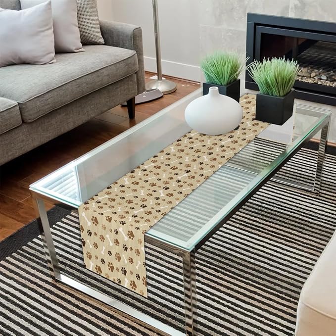 Pet Paws Table Runner Kitchen Dining Table Runner 13*90in Table Center Decor for Indoor Outdoor Home Holiday Party