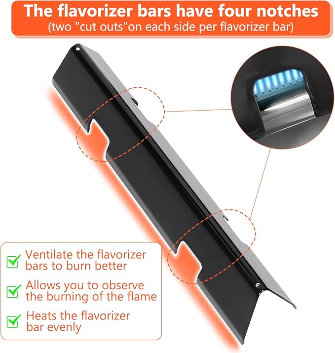 QuliMetal 15.3" Flavorizer Bars for Weber GS4 Spirit II 200, Spirit II E-210, Spirit E-210, Spirit 200 Series Grills with Front-Mounted Control, Porcelain Enameled for Weber Spirit Heat Plates