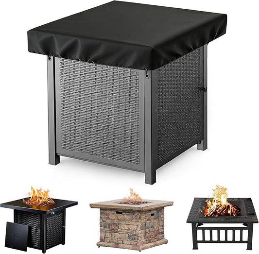 Outdoor Fire Pit Cover Square, Waterproof Fire Pit Cover for 32"-36" Square Fire Pit Tables, Industrial-Grade 3-Layer Structure 600D Fabric,UV Proof & Tear-Resistant Outdoor Firepit Cover