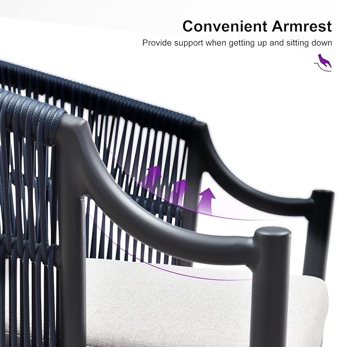 PURPLE LEAF Outdoor Dining Set for 8 with Storage Box All Weather Wicker Patio Dining Set with Rectangular Aluminum Table and Modern Armrest Dining Chairs for Garden Deck Backyard Kitchen, Grey
