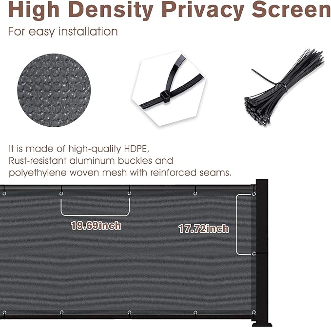 Sunny Guard Customized 3'x1' Dark Grey Balcony Privacy Screen,90% Shade Apartments Fence Cover,Heavy Duty Mesh Windscreen for Deck,Outdoor,Backyard,Patio