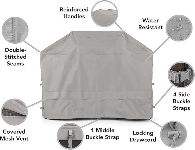 Covermates Grill Cover - Weather Resistant Outdoor Cover, Heavy Duty BBQ Covers for Large Outdoor Kitchen, Ultima 600D Polyester, 66 Inch, Ripstop Grey