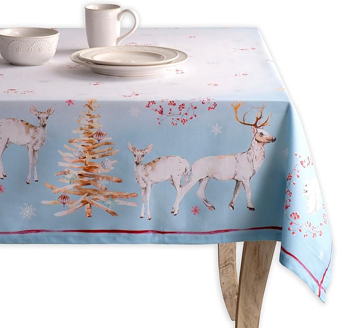 Maison d' Hermine Table Cloth Rectangle Table 100% Cotton 54 x 72 Inches Fall Tablecloth Reusable Everyday Use for Thanksgiving Christmas Decorations Dining Farmhouse Party (Fairy Tale Forest)