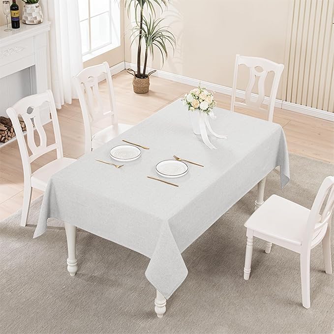 BALCONY & FALCON Rectangle Tablecloth Washable Wrinkle Resistant and Water Proof Table Cloth Decorative Linen Fabric Tablecloths for Dining Parties Kitchen Wedding and Outdoor Use (Owl Gray, 57x118)