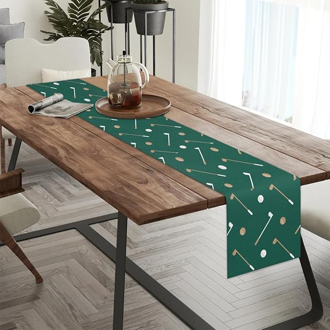 Golf Club Golf Ball Table Runner Kitchen Dining Table Runner 13*60in Table Center Decor for Indoor Outdoor Home Holiday Party