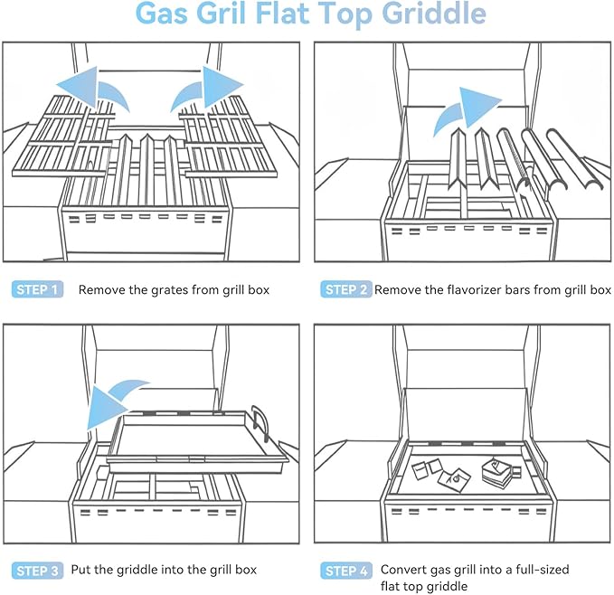 Full-Size Griddle Inserts for Weber Spirit 300 Spirit II 300 Series, Flat Top Griddle Plate for Spirit E-310, E-320, S-310, S-320 Spirit II E/S-310 E/S-320 Series, Replacement for Weber 6787