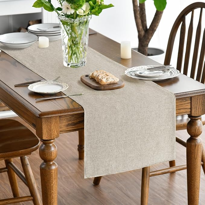 Artoid Mode Light Brown Table Runner, Seasonal Fall Washable Kitchen Dining Table Decoration for Home Party Decor 13x120 Inch