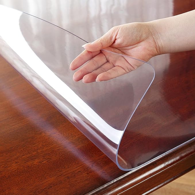 OstepDecor Clear Table Protector 42 x 108 Inch, 2mm Thick Plastic Table Cover, Waterproof PVC Clear Table Cover Protector, Desk Protector Mat, Writing Desk Pad for Desktop, Coffee & Dining Room Table