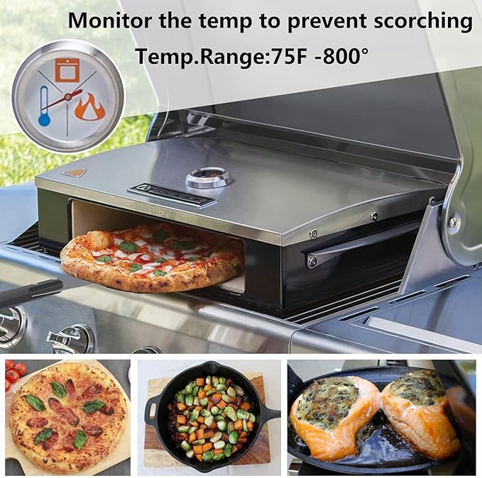 BakerStone Pizza Oven for Grill Top, 5-sided Pizza Stone Outdoor Pizza Oven Enamel Stainless Steel Pizza Stone Box Oven Grill for Garden Outside Backyard, Professional Series