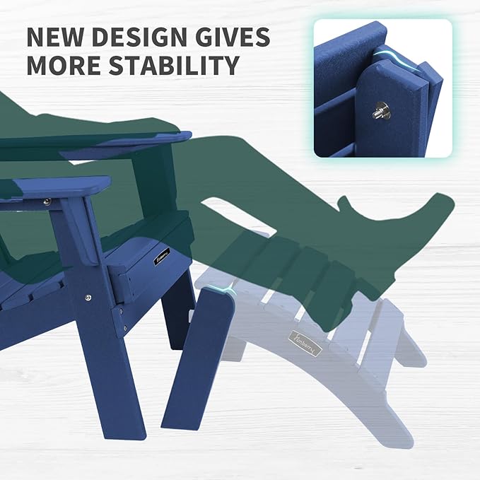 FUNBERRY Folding Adirondack Ottoman, HDPE All Weather Outdoor Foot Rest, Easy Storage Patio Footstool, Ottomans and Footstools for Outside