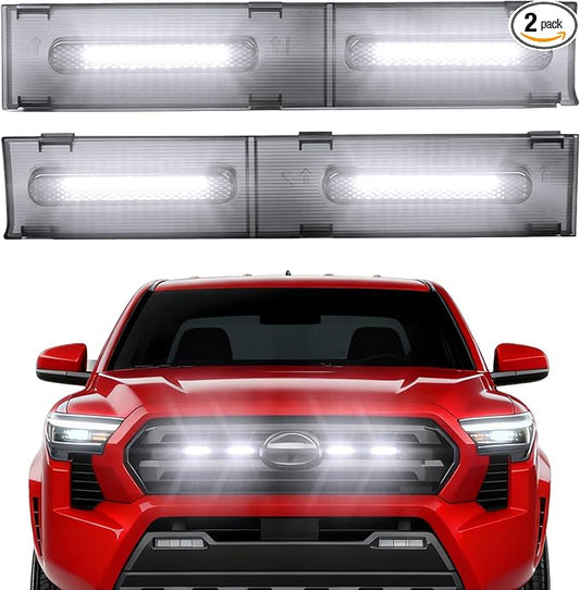 Front Grille Grill Lights for 2024 2025 Toyota Tacoma SR SR5 Led Grill Light Accessories(for SR sr5 only-LED-White)