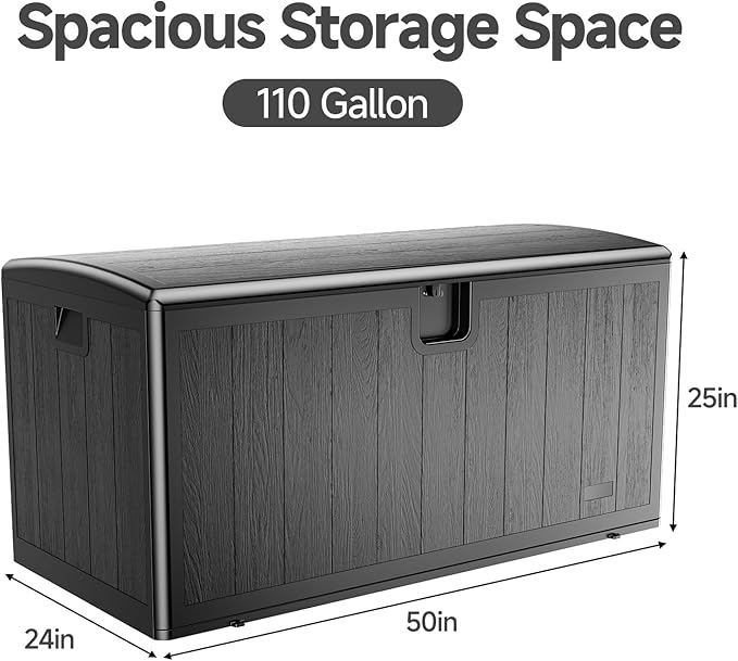 JEKO&JEKO 240 Gallon Outdoor Storage Box Set, 2-Pack (110 Gallon & 130 Gallon) Deck Boxes with Lockable Lid for Patio and Garden, Black