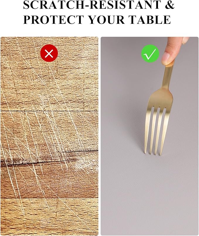 Light Gray Plastic Table Cover Protector, 24" x 48" Waterproof Easy Flat PVC Desk Pad Mat, 1.5mm Thick Rectangle Vinyl Table Top Protector for Dining Room Table, Office, Dresser