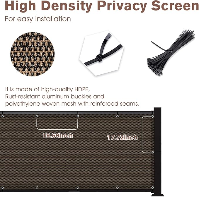 Sunny Guard Customized 3.3'x6' Brown Balcony Privacy Screen,180 GSM Apartments Railing Fence Cover,Heavy Duty Mesh Windscreen for Deck,Outdoor,Backyard,Patio