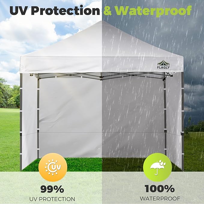 Instant Canopy Sidewalls for 10x10 Pop Up Canopy Tent, 300D Waterproof Material for Outdoor Events, Vendor Booths, and Privacy (Sidewalls Only, Canopy Not Included) (Khaki, 10x10ft-3pcs)