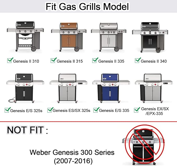 JCLMER Genesis II Grill Grate Replacement Parts for Genesis ii E-310/S-310, ii E-325, ii E-335/S-335, ii SE-335/SE-310, Cast Iron 66095 Cooking Grates for Genesis II LX 300 Series, Weber 66802,66805