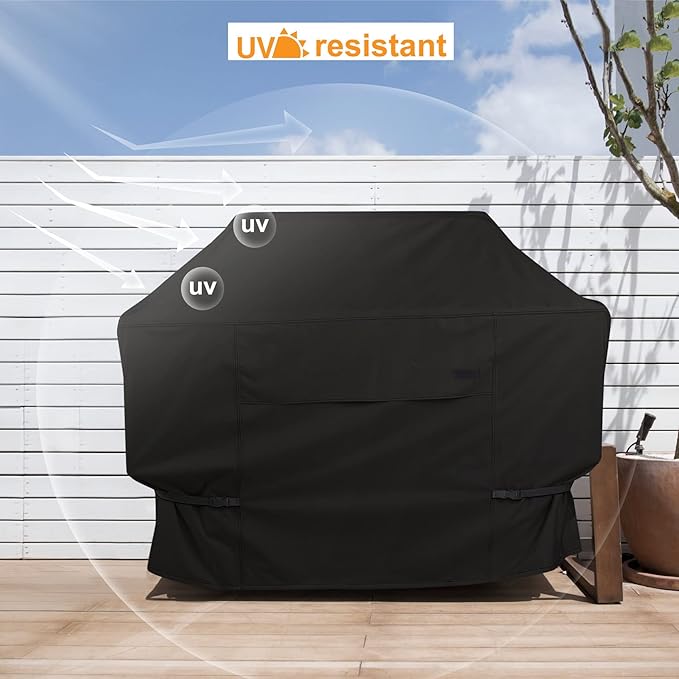 NettyPro Grill Cover for Outdoor Grill 64 inch, Waterproof Heavy Duty Gas BBQ Cover for Outside Weber, Char-Broil, Brinkmann, Jenn Air, Nexgrill 3-4 Burners Barbecue, Black