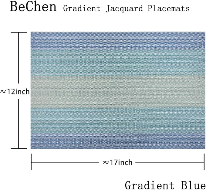 Vinyl Placemats,Washable Table Mats Easy to Clean Woven Placemats for Dining Table Set of 4(Blue)