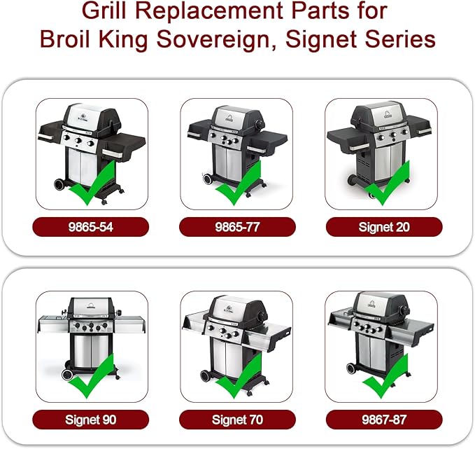 Hiorucet Grill Parts for Broil King 9864-27, 9865-24, 9865-27, 9865-54, 9865-57, 9865-74, Connaisseur 90, Signet 20 40 70 90, Grill Grates and Flav-R-Wave Heat Plates for Broil King 3 Burner Gas Grill