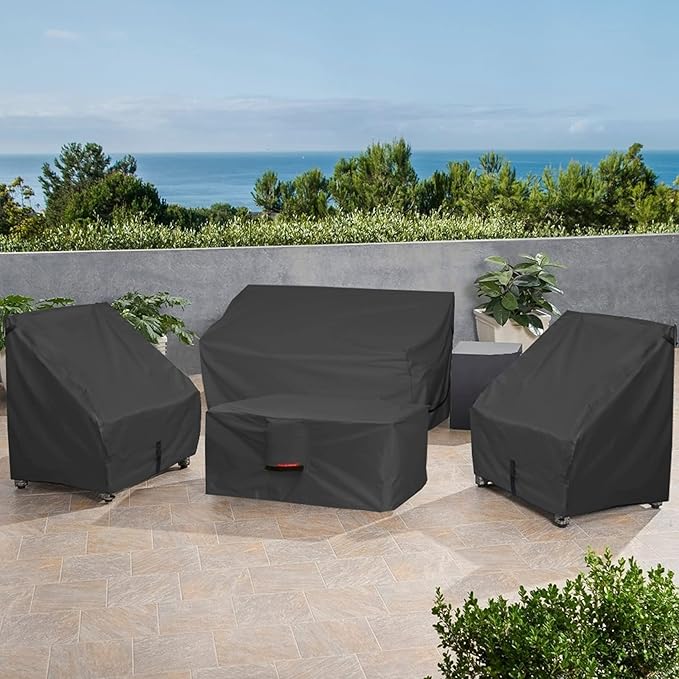 Porch Shield Patio Fire Pit Cover - Waterproof 600D Outdoor Rectangular Fire Table Cover Deck Box Protector - 44 x 26 inch, Black