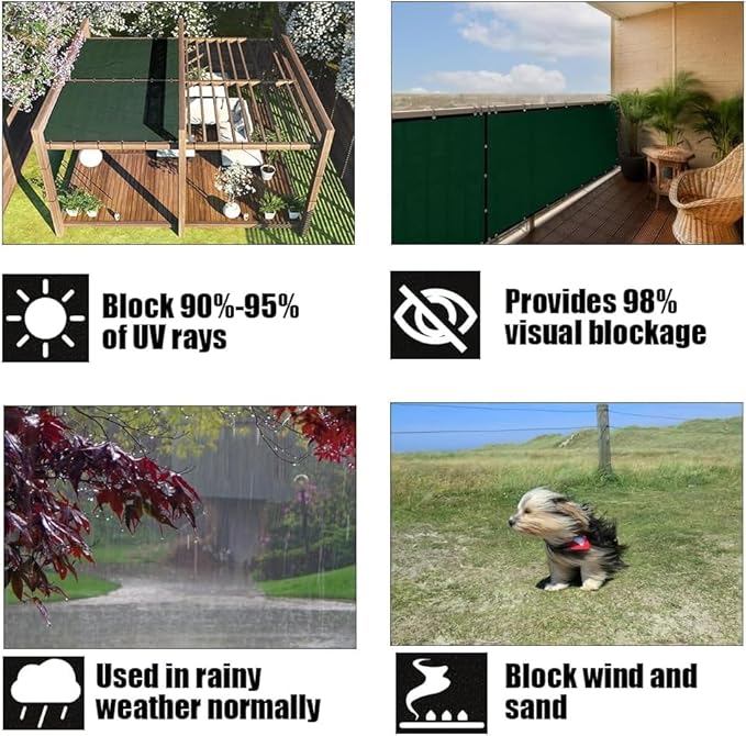 Petgrow Fence Privacy Screen 5FT X 25FT– Heavy Duty (HDPE) Outdoor Shade Mesh Cloth, 90% Blockage Fencing Shade Net Cover for Garden, Backyard, Balcony & Swimming – UV Protection, Windproof