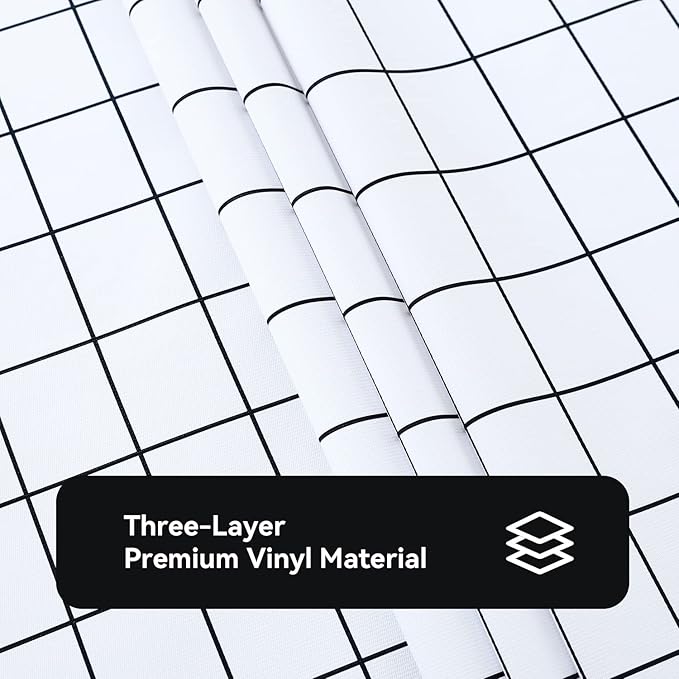 Romanstile Rectangle Vinyl Tablecloth, 100% Waterproof Oil-Proof Checkered Plastic Table Cloth, Heavy Duty Wipeable Table Covers for Dining, Camping, Picnic, Outdoor - 60 x 84 Inch, White