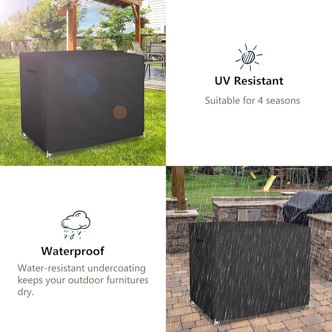 Bitubi 36 Inch Outdoor Prep Table Cover with Split Zipper, Waterproof Stainless Steel Prep & Work Table Cover for Patio Table- 36''L x 24''W x 35''H (Black)