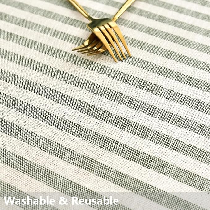 TruDelve Cotton Square Tablecloth 70 x 70 Olive Green Striped Tablecloths Spring Outdoor Table Cloth for Card Table Tablecloth (Green,70"x 70",Square)
