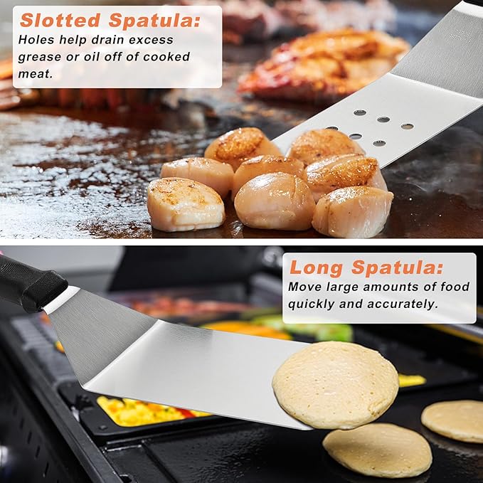 27 PCS Griddle Accessories Kit, Flat Top Grill Accessories Set for Camping, Professional Griddle Spatula Set with Melting Dome, Burger Press for Outdoor BBQ Cooking