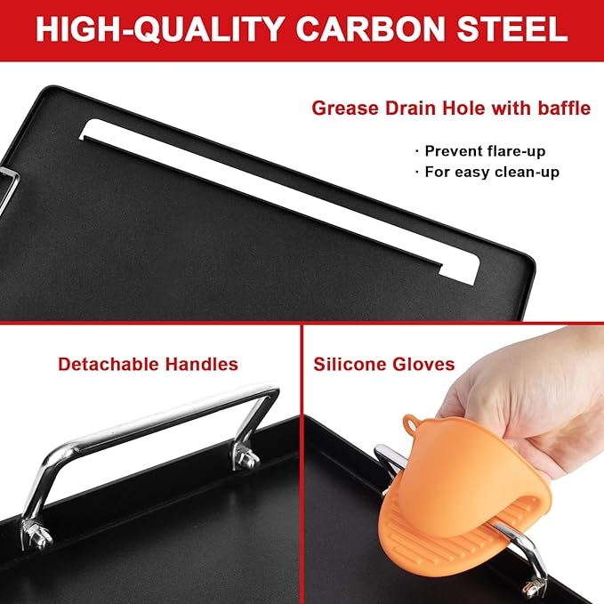 Full-Size Griddle Inserts for Charbroil Classic 280 2 Burner Gas Grills 463672817 463672817-P2 463613717 463647018, Flat Top Grill Griddle for Charbroil American Gourmet 463672717 465635821 465636021