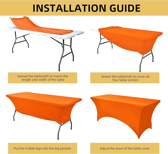 10-Pack 6ft Spandex Table Covers for Rectangle Standard Folding Tables - Wrinkle Resistant Stretch Tablecloths - Ultimate Fitted Table Protector for Parties, Banquet, Wedding