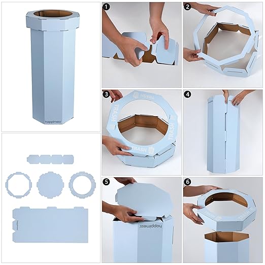 Eyely MPH1300F-SET2 Sal 25-Gallon Disposable Corrugated Cardboard Event Trash Can and Recycling Bin for BBQs, Beach, Parties & Events & Outdoor Activities, Limestone Beige (Set of 2)