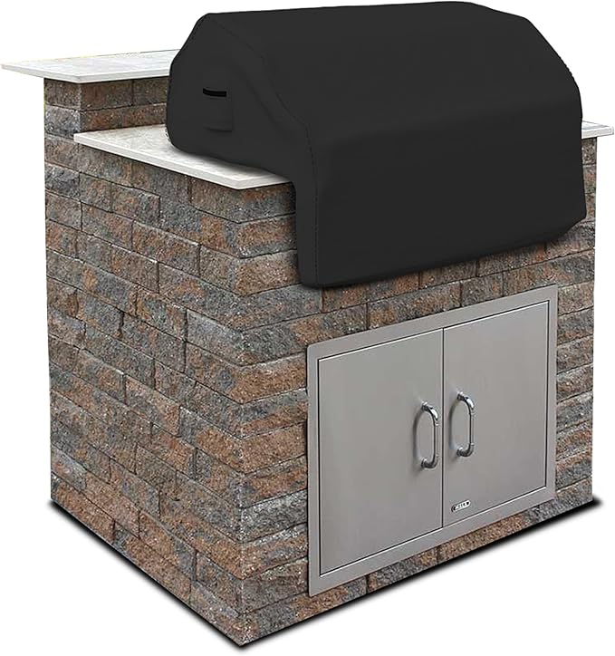 Covers & all Built-in Outdoor Grill Cover, Durable Heavy Duty 18 Oz Waterproof Cover Tuff Material with Air Pocket & Elastic for Snug Fit (57" W x 27" D x 26" H inches, Black)