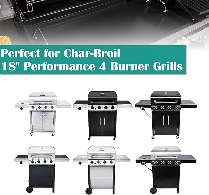 Full Size Griddle Inserts for Char-Broil Performance 4 Burner Series, Flat Top Griddle for Charbroil 463347017 463377017 463376018P2 463376117 463377117 Grill, Replace for G470-0002-W1 G470-0003-W1