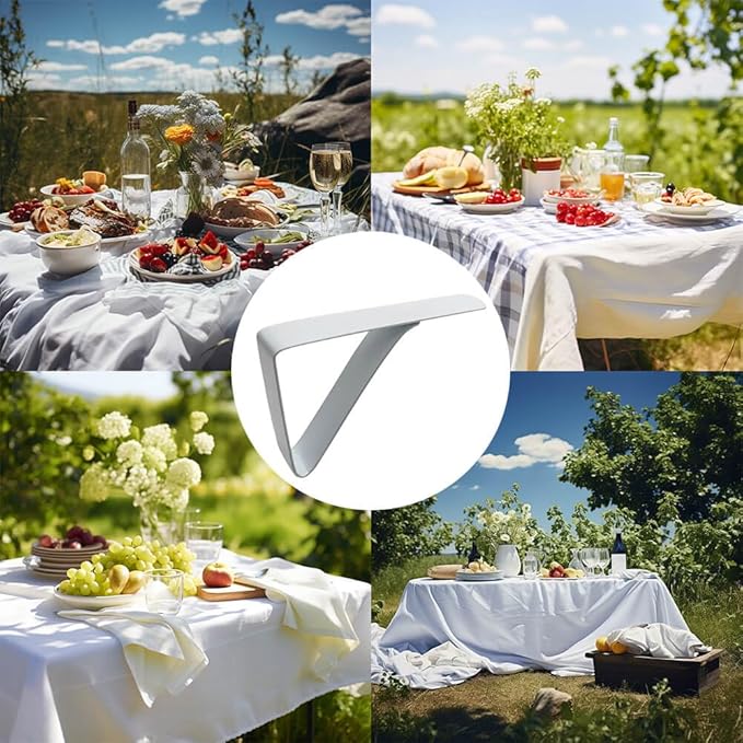 Large Tablecloth Clips Stainless Steel Rust Proof Table Cloth Clips Table Clips for Home, Restaurants, Picnic, Party, Dining Tables - Fits Up to 2.6 Inch Thick Tables 4Pcs White